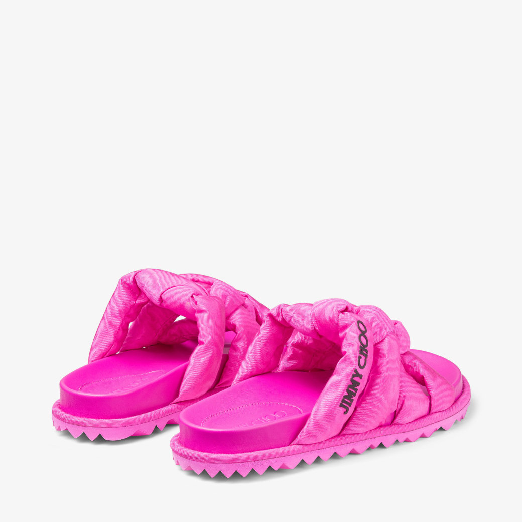 KES FLAT | Fuchsia Moire Fabric Flat Sandals | Summer