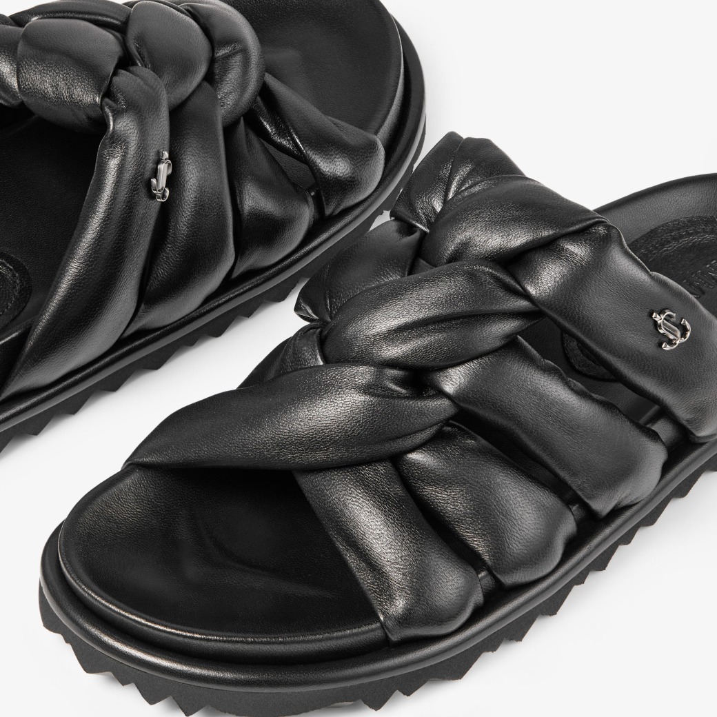 Kes Flat | 黑色皮革平底鞋| JIMMY CHOO