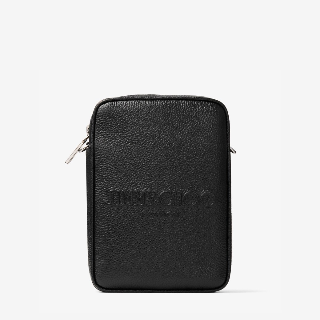 Kimi Camera | Black Embossed Leather Cross Body | JIMMY CHOO