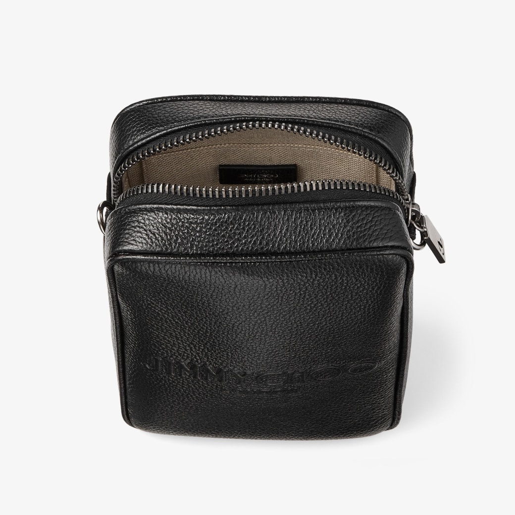 Kimi Camera | Black Embossed Leather Cross Body | JIMMY CHOO
