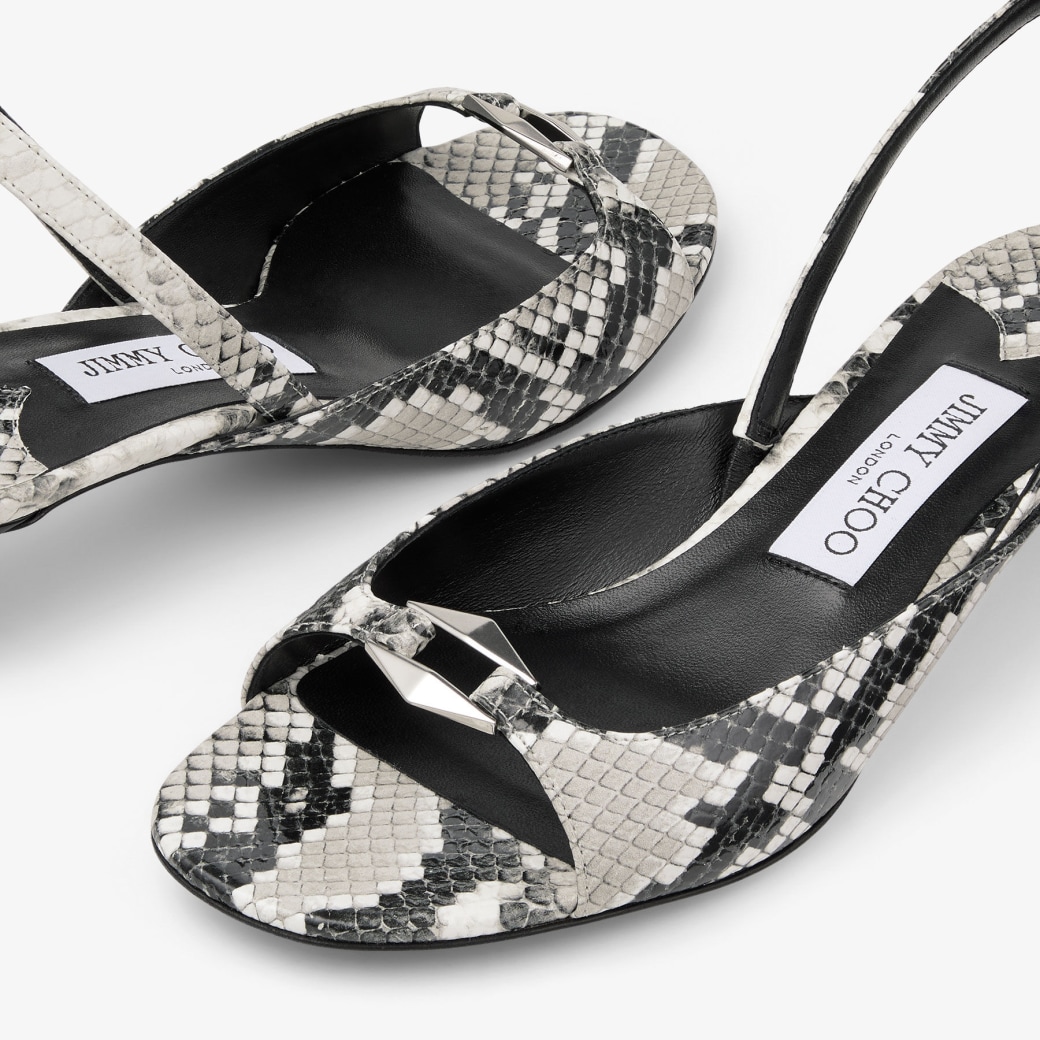 JIMMY CHOO Lev 35 スネークプリント レザー サンダル ジミーチュウサンダル 35 （Lev 35 | イエロー スネークプリント