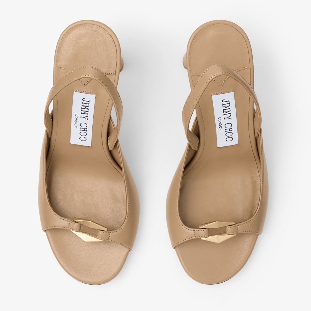 Lev 95|黃褐色金色混色皮革凉鞋| JIMMY CHOO