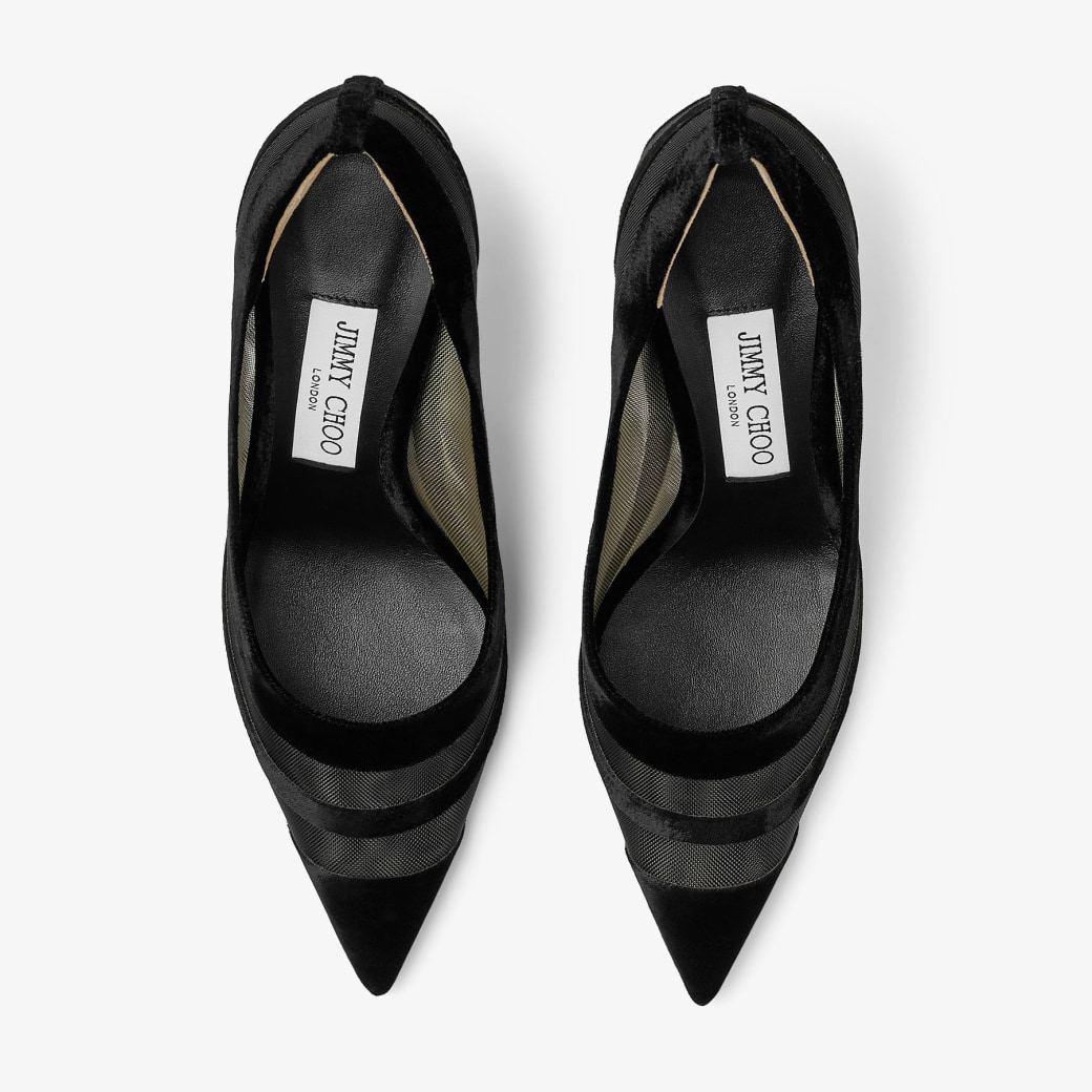 クラシック Striped Velvet Flocked Black | 85 Love Mesh New | Pumps ハイヒール/パンプス