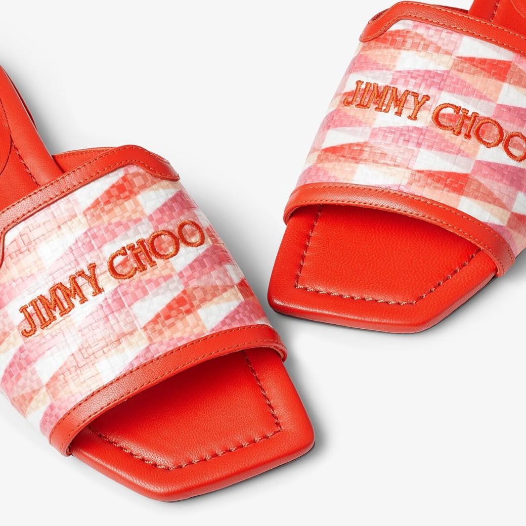 セール★Jimmy Choo★NAKO FLAT Nako Flat | Natural/Latte Raffia Pom Pom Flats | JIMMY CHOO