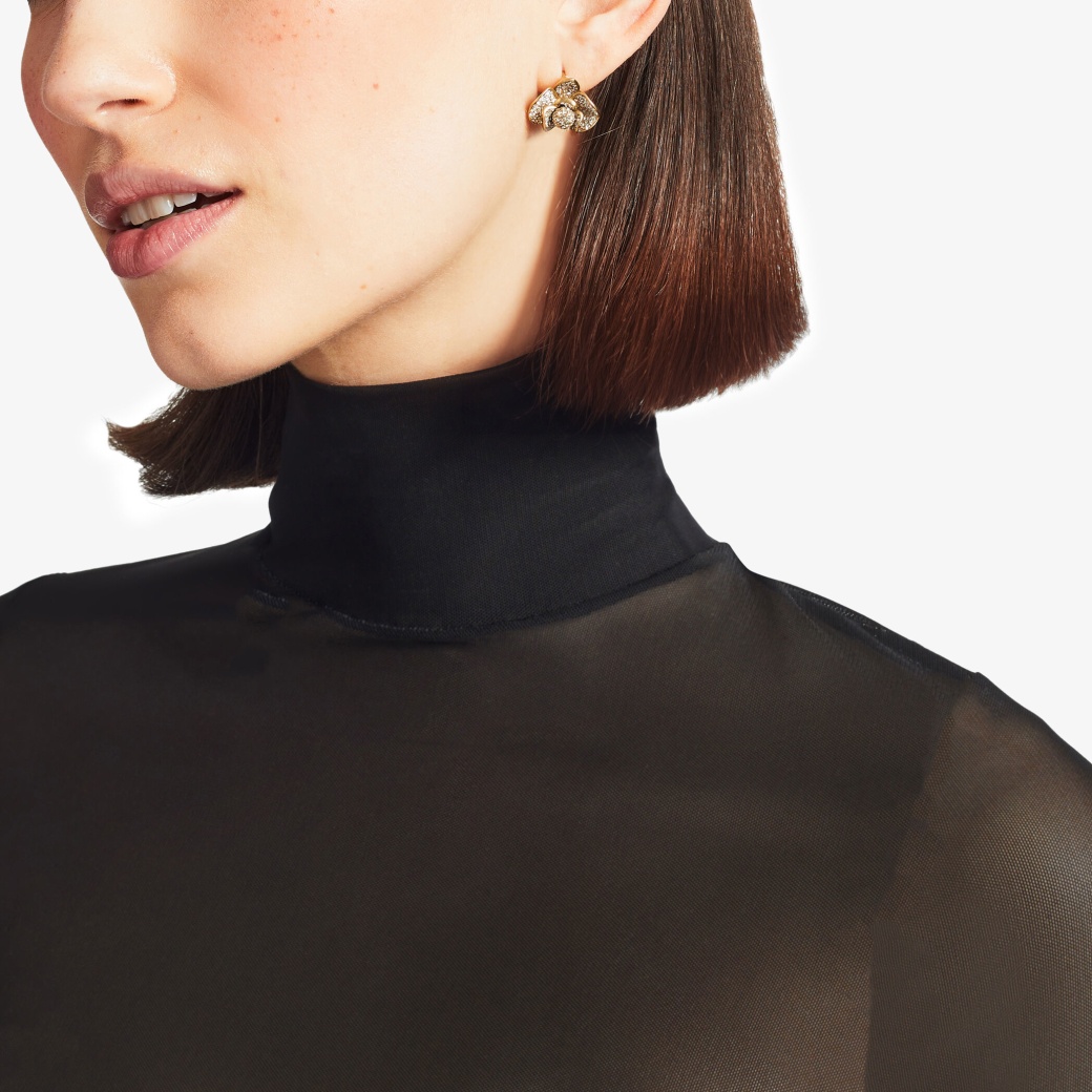 PETAL STUDS | Gold-Finish Stud Earrings with Pave Crystal