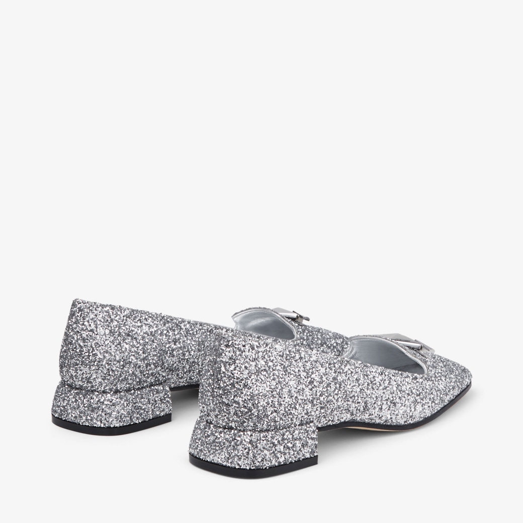 Ravi Flat | Silver Glitter Shoes | JIMMY CHOO