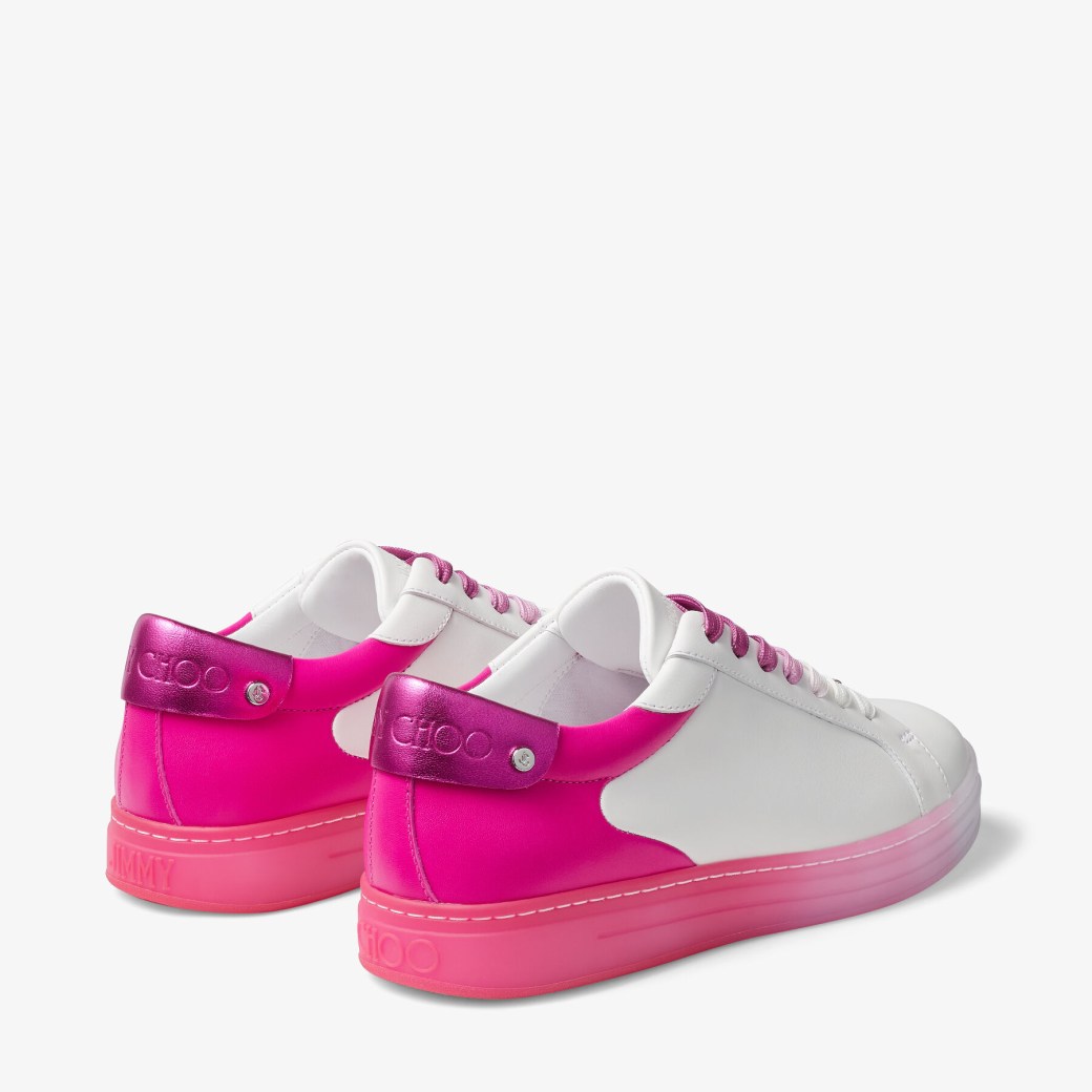 ROME/F | White and Fuchsia Leather Low-Top Trainers | Summer