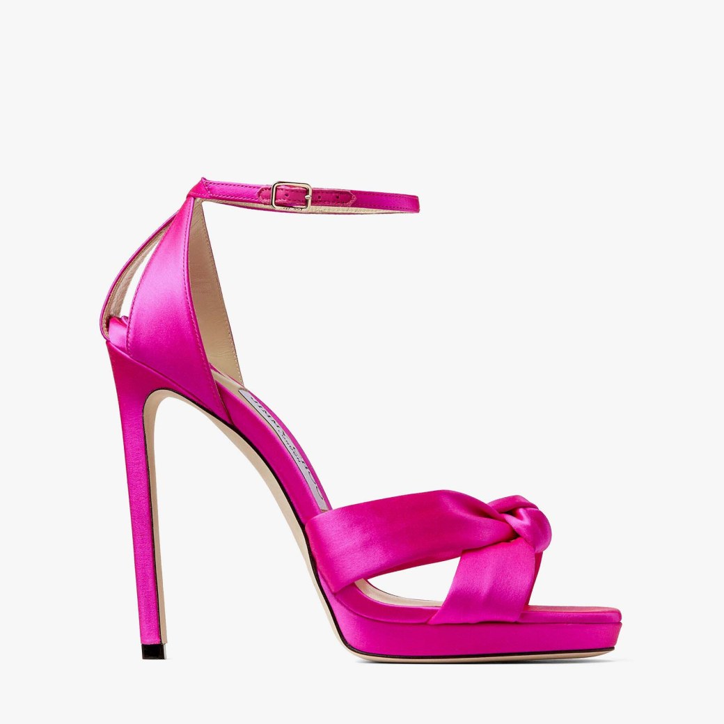 Damen Schuhe Absätze Sandaletten Jimmy Choo Satin Rosie 120 in Pink 