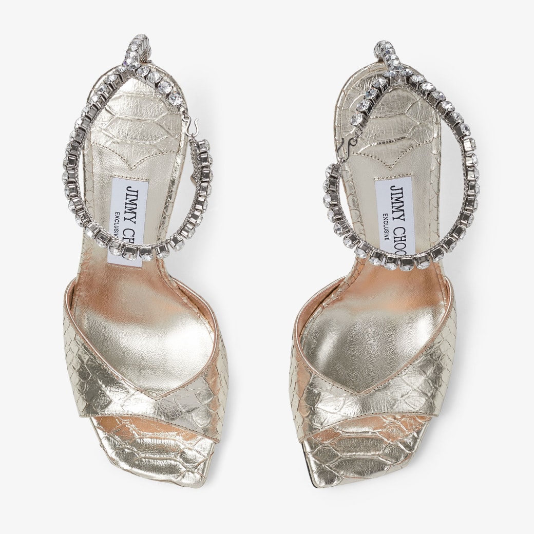 【関税込み】Jimmy Choo シルバー Saeda 100 ヒール immy Choo Saeda 100 Glitter Plexi Pumps with Crystal
