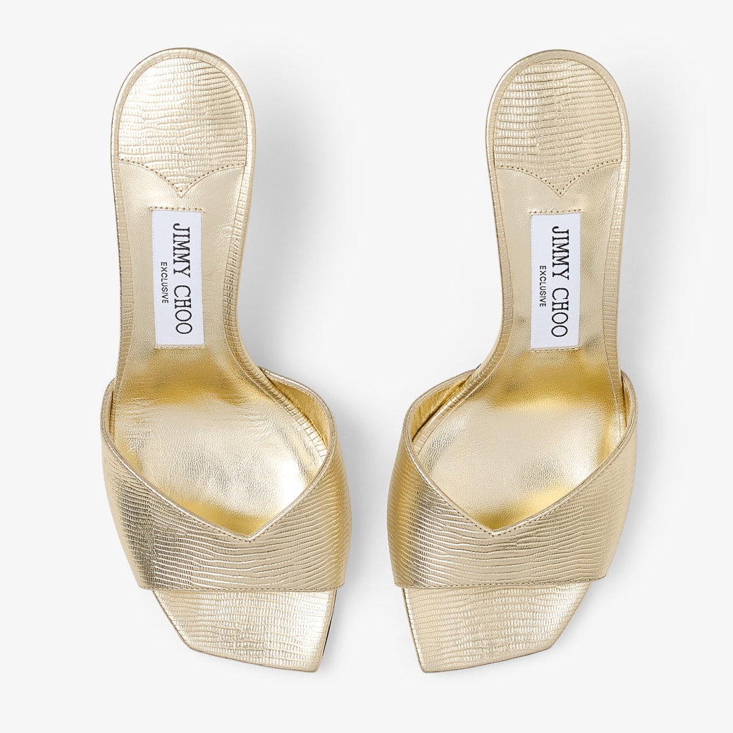 Skye 70 | Gold Lizard Printed Leather Sandals | JIMMY CHOO