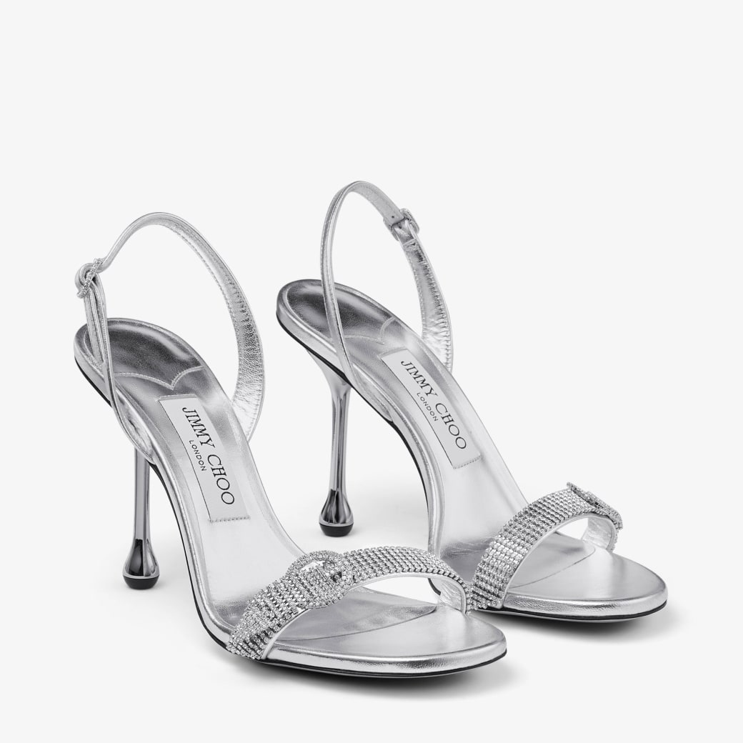 Tabatha 95 | Silver Metallic Nappa Leather Sandals | JIMMY CHOO