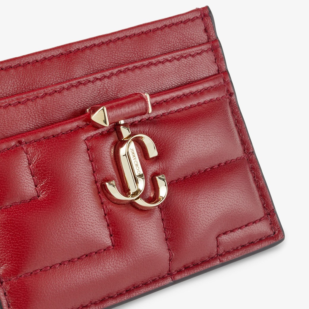UMIKA | Cranberry Quilted Nappa Leather Card Holder with JC