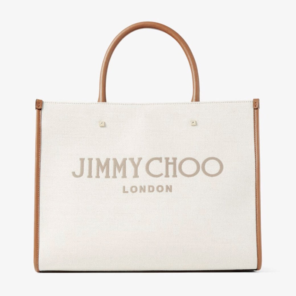 トートバッグ Jimmy Choo Ivory canvas N/S Tote M shopping bag AVENUE M TOTE | Natural Recycled Cotton Canvas Tote Bag with