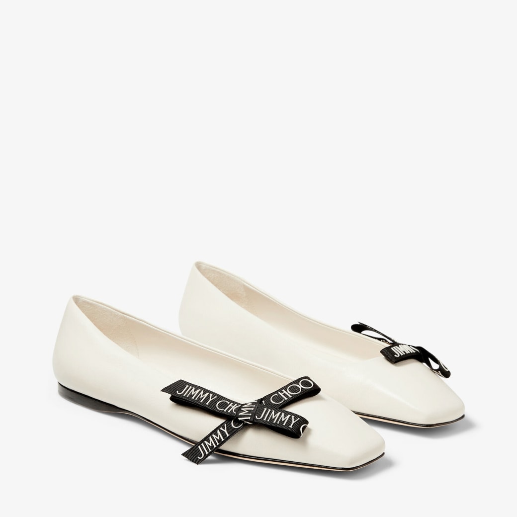 VEDA BALLERINA | Latte Nappa Leather Flat Ballerina Pumps
