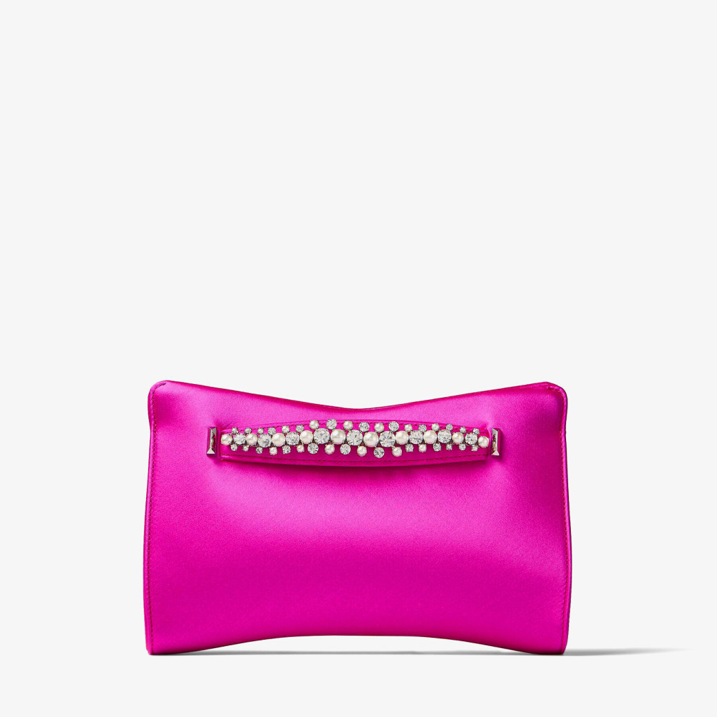 クラッチバッグ 70%OFF JIMMY CHOO CHERI SATIN CLUTCH BAG WITH CRYSTALS Cheri | Ice Pink Satin Clutch Bag with Crystal Buckle | New