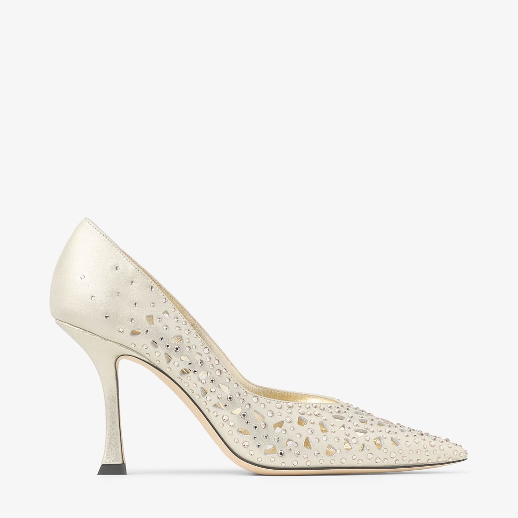 【Jimmy Choo】☆限定版☆ジリ90 Ziri 90 | Gold Shimmer Suede Crystal Pumps | JIMMY CHOO