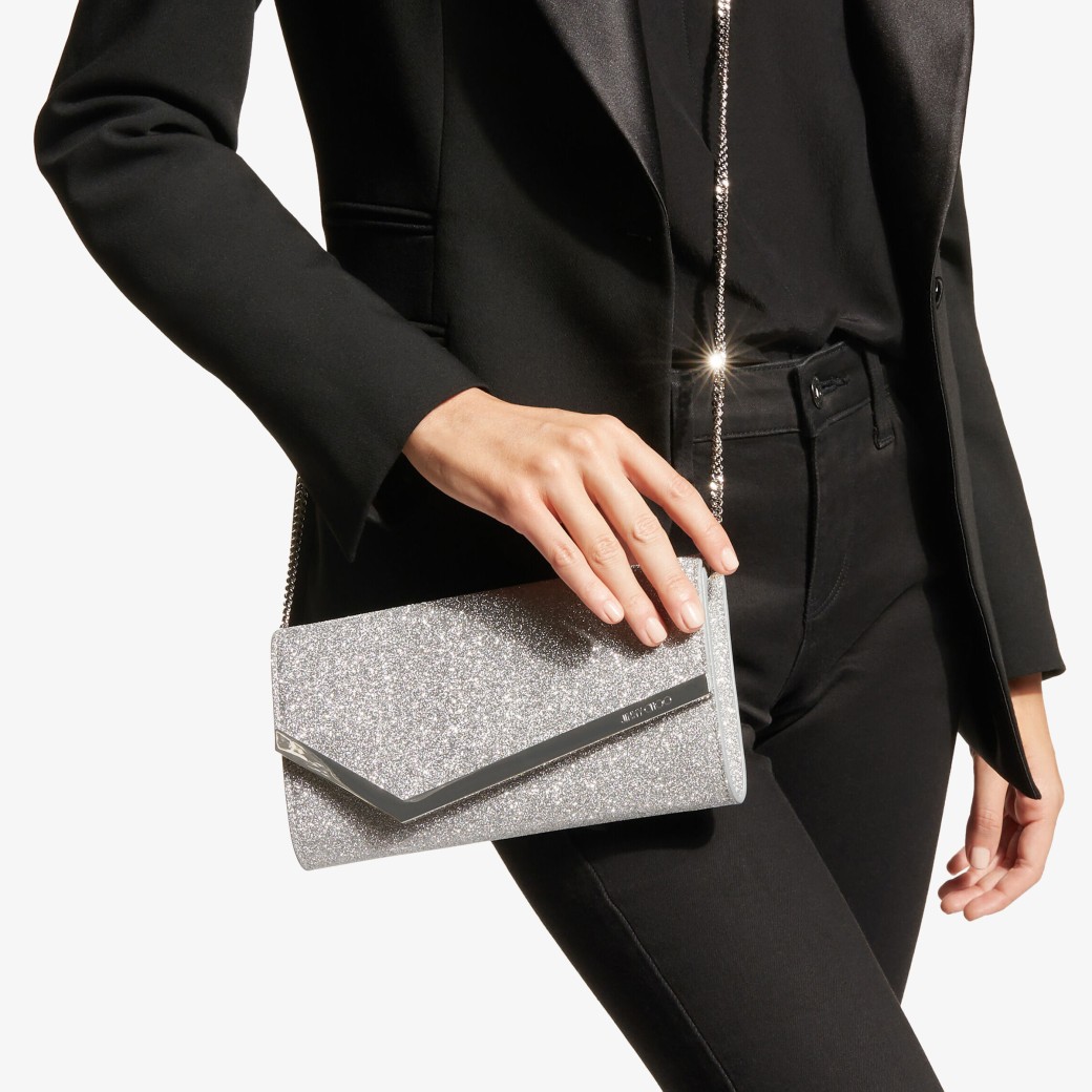 Jimmy choo silver clutch bag
