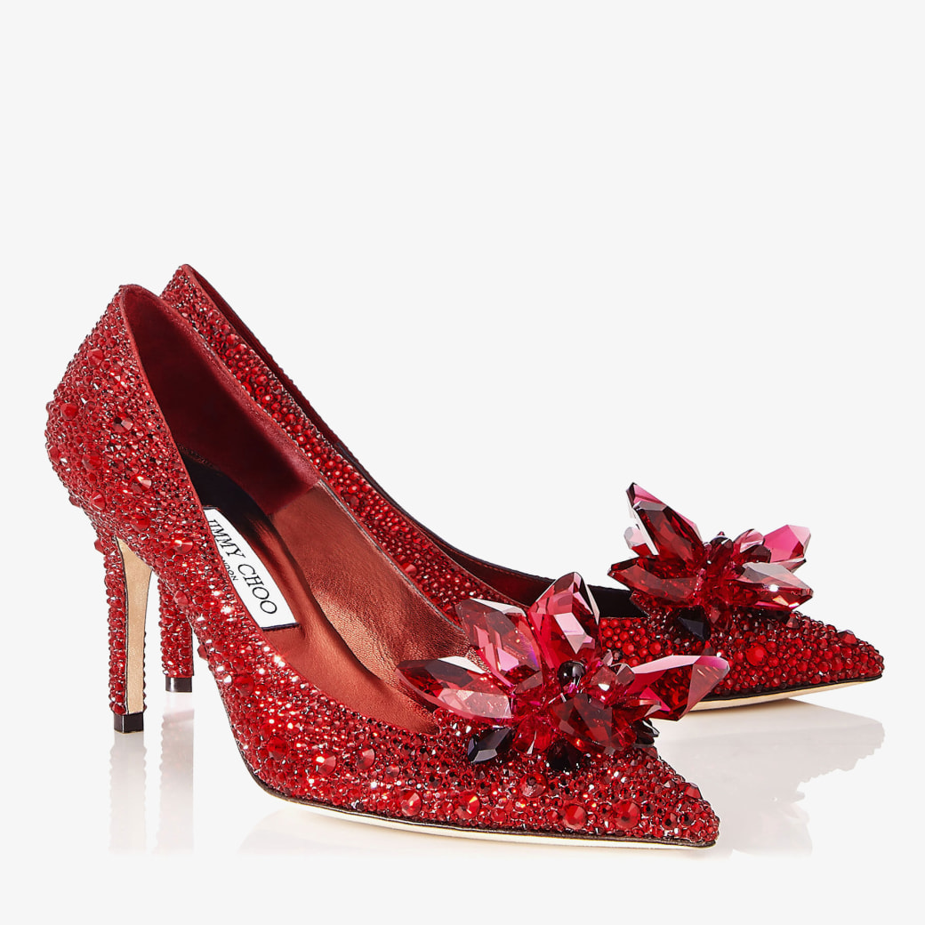Red Crystal Covered Pointy Toe Pumps | Alia | Pre Fall 18 | JIMMY CHOO US