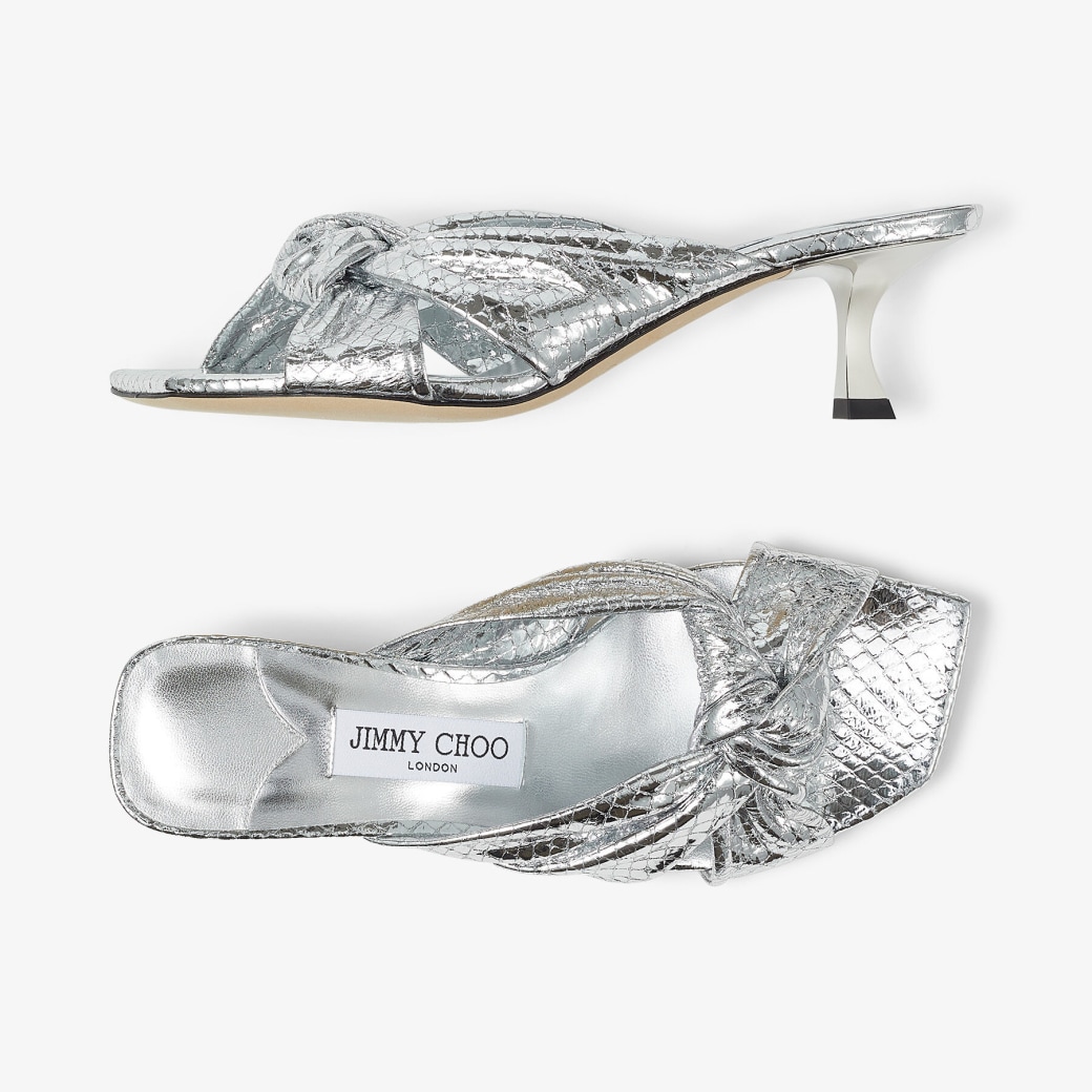 Silver Candy Wrap Leather Mules | AVENUE 50 | Summer 2022 collection ...