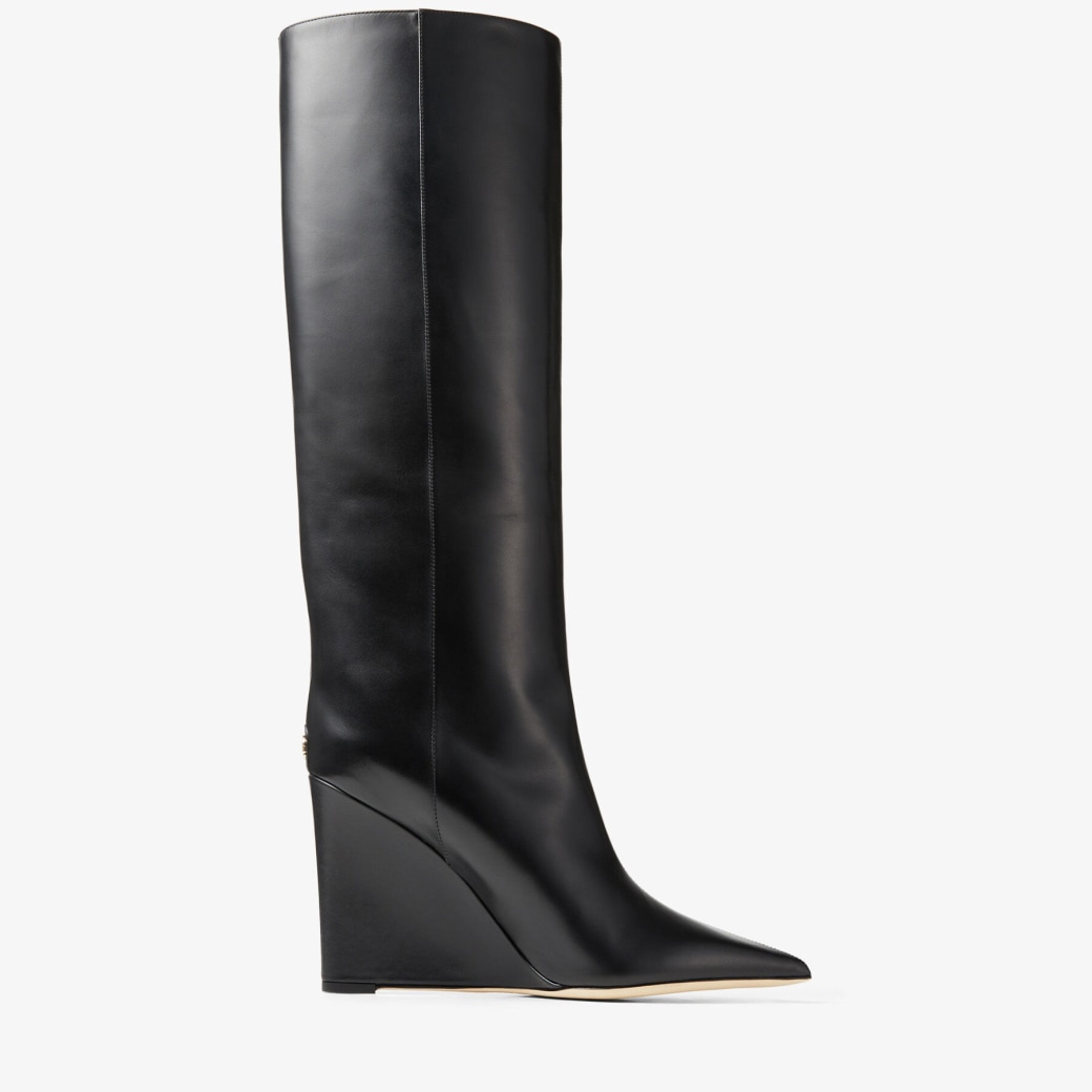 Black Calf Leather Wedge Knee-high Boots | BAKU KB 110 | Autumn 2022 ...
