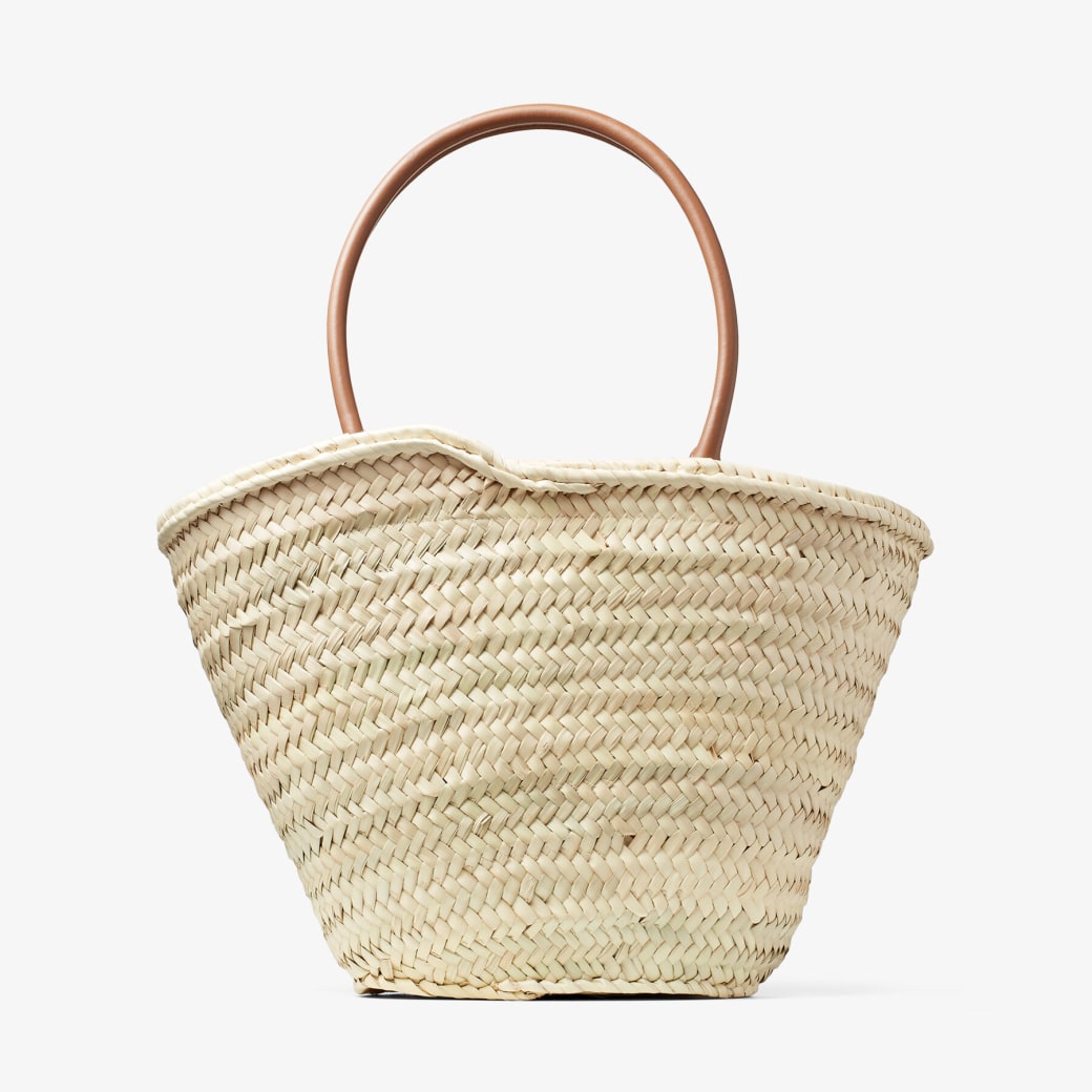 Natural Raffia and Leather Basket Bag with Jimmy Choo Embroidery ...