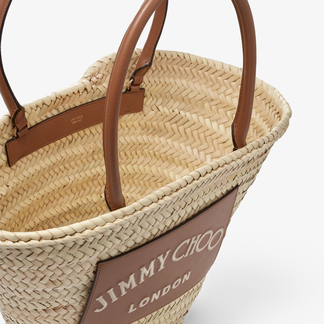 Natural Raffia and Leather Basket Bag with Jimmy Choo Embroidery ...