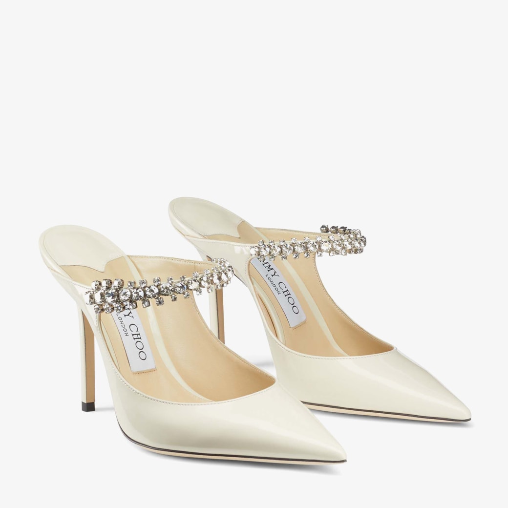 Linen Patent Leather Mules with Crystal Strap BING 100 Cruise 19