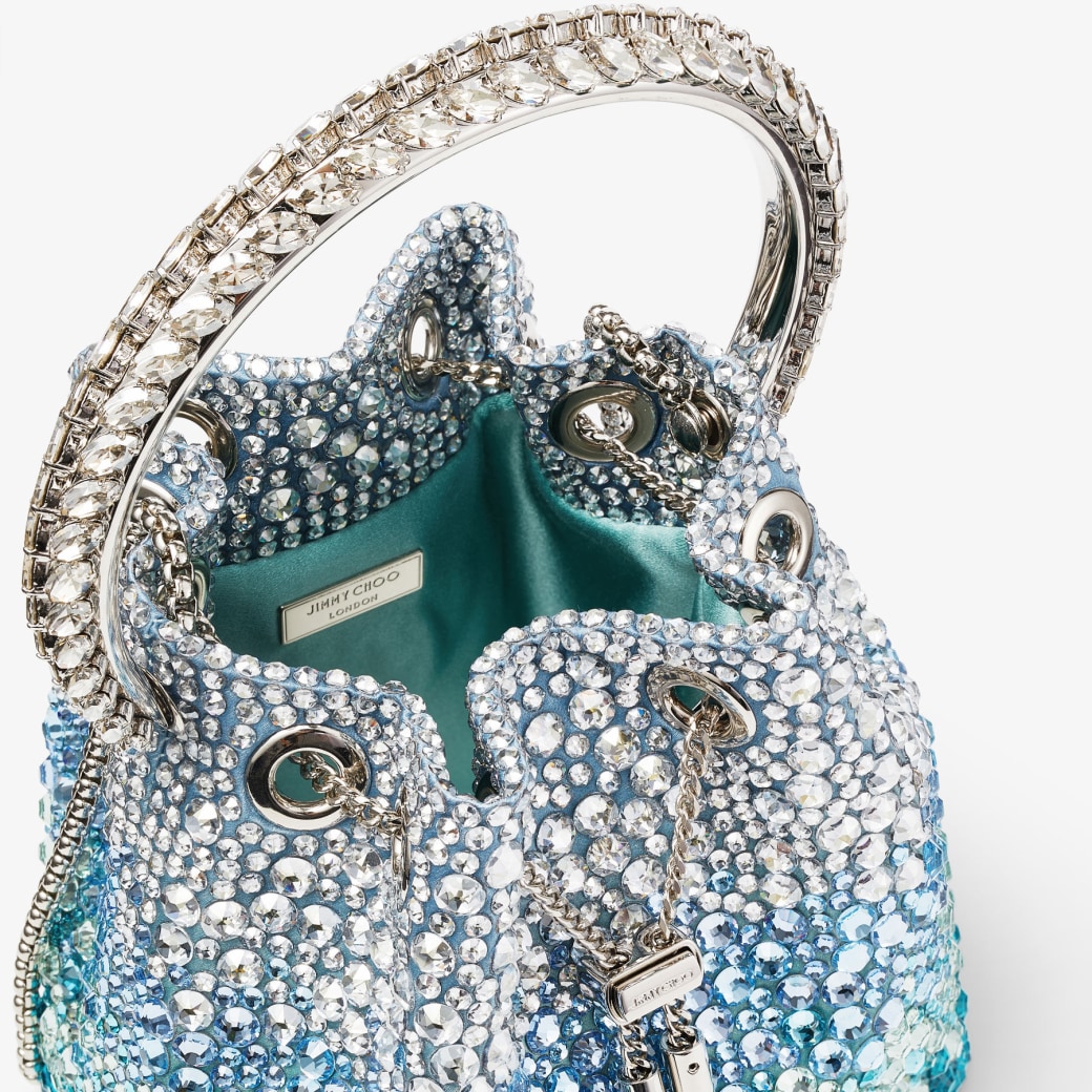 BON BON | Peacock Satin Bag with Crystals | Summer Collection | JIMMY CHOO