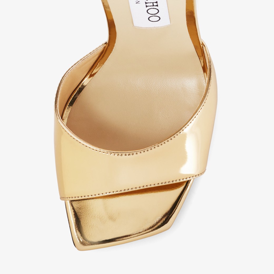 Gold Liquid Metal Leather Wedge Sandals | BRIEN 110 | Spring 2022 ...