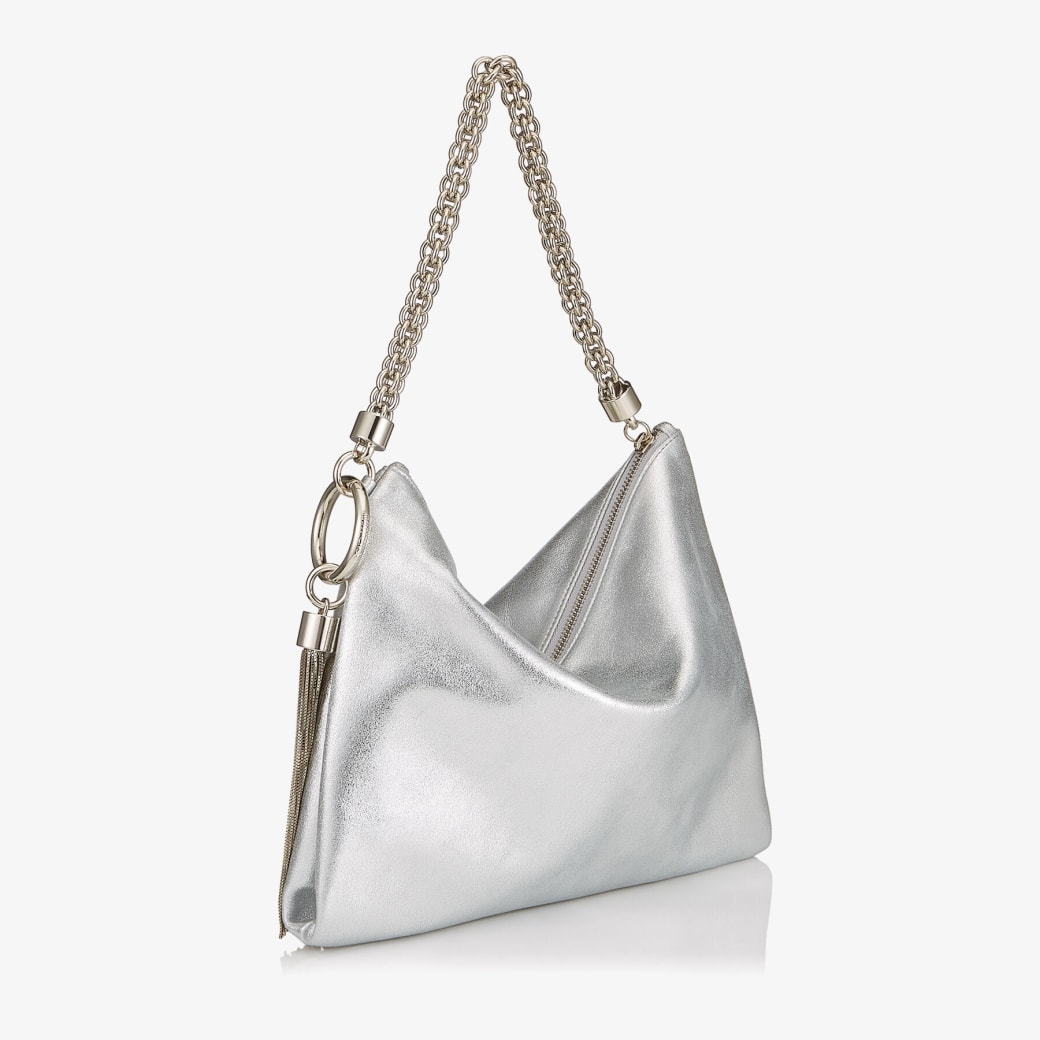Silver Metallic Leather Clutch Bag | Callie | Pre Fall 18 | JIMMY CHOO US