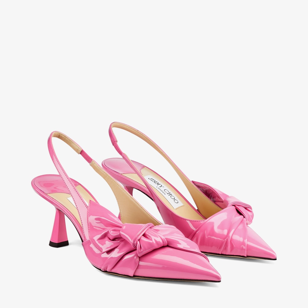 ELINOR SB 65 | Candy Pink Soft Patent Pointed-Toe Slingback Pumps ...