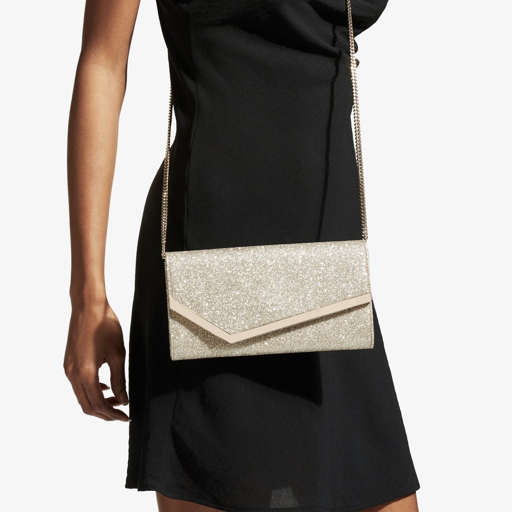 Platinum Ice Dusty Glitter Clutch Bag Emmie Pre Fall 18 JIMMY CHOO