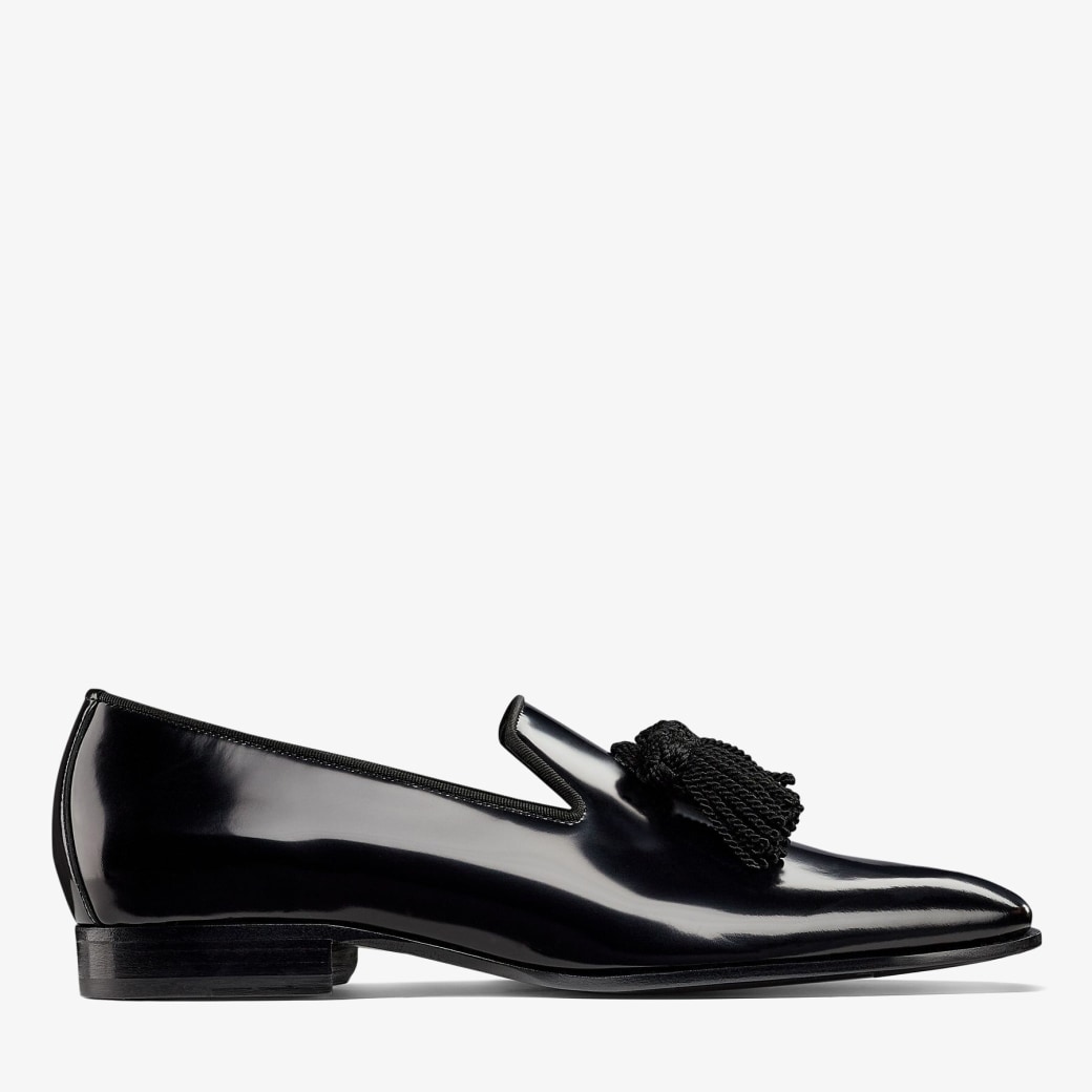 Black Soft Shiny Calf Leather Loafers | FOXLEY/M | Pre-Fall '20 | JIMMY ...