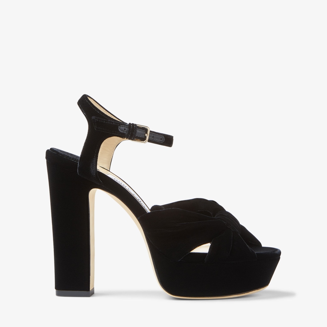 HELOISE 120 | Black Velvet Platform Sandals | Winter 2022 collection ...