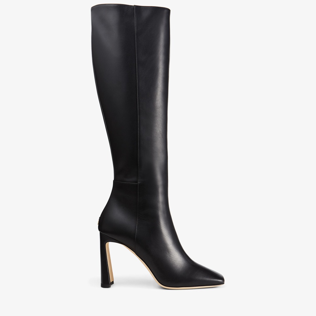 KINSEY 95 | Black Calf Leather Knee-High Boots | Winter 2022 collection ...