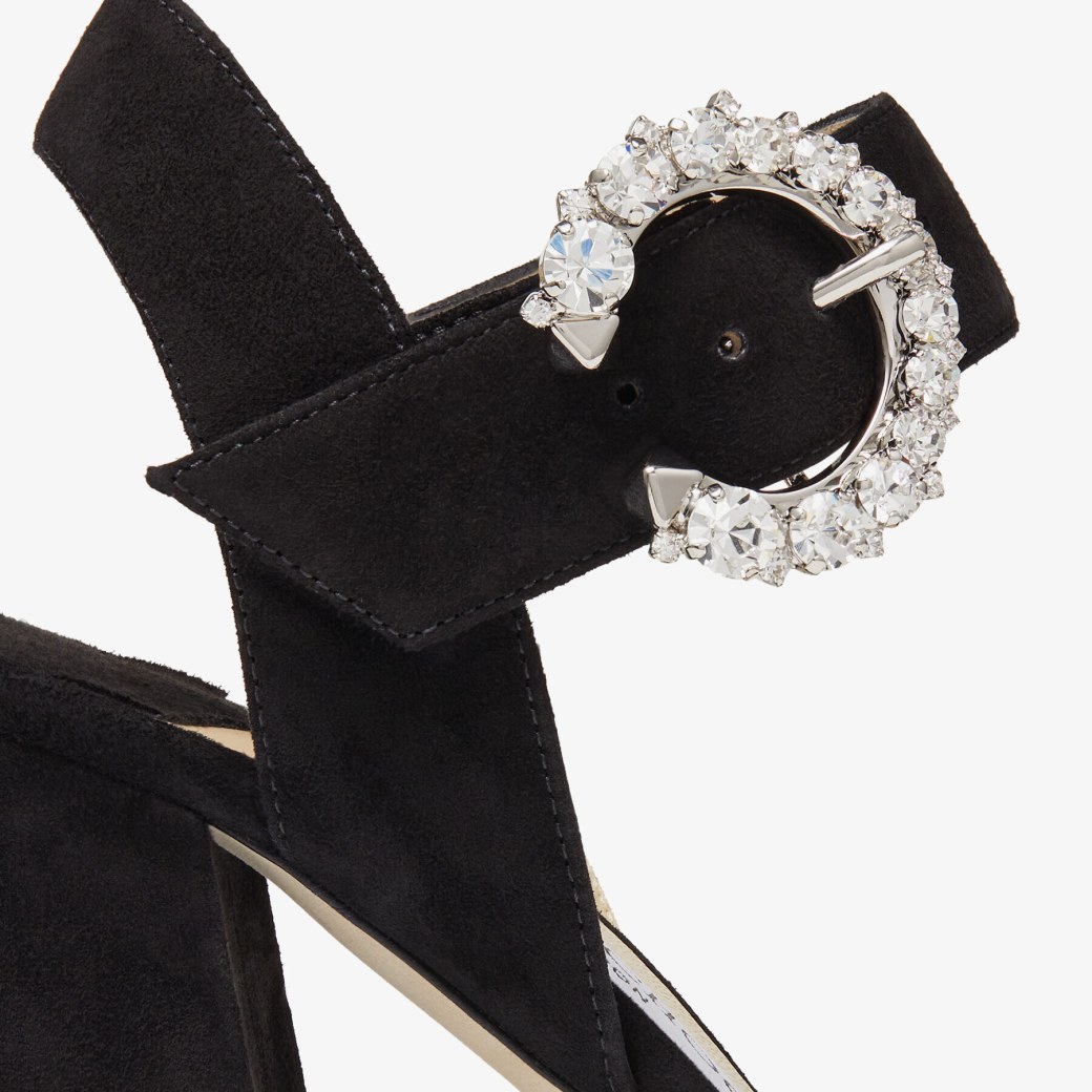 Black Suede Sandals with Crystal Buckle | MAYSA 85 | High Summer 2021 ...
