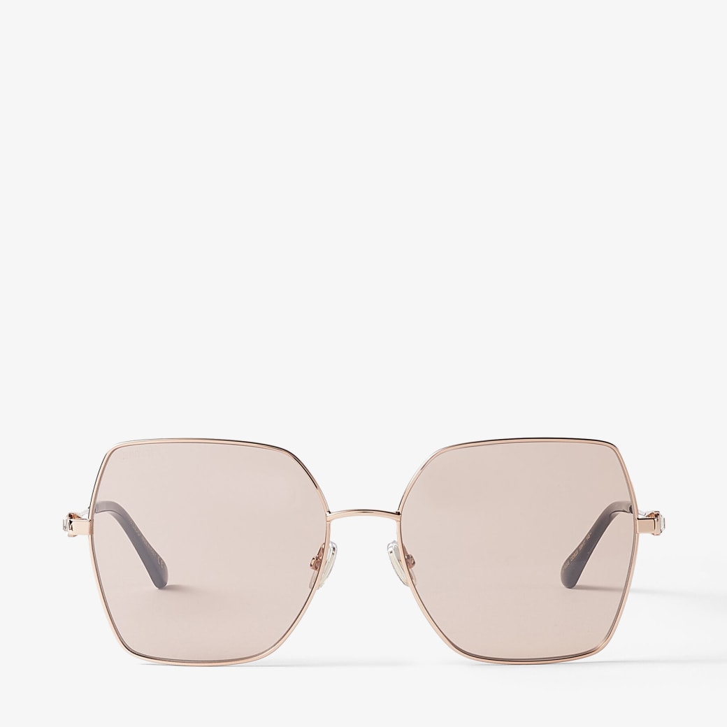 Nude and Copper Gold Square-Frame Sunglasses with Swarovski Crystal ...