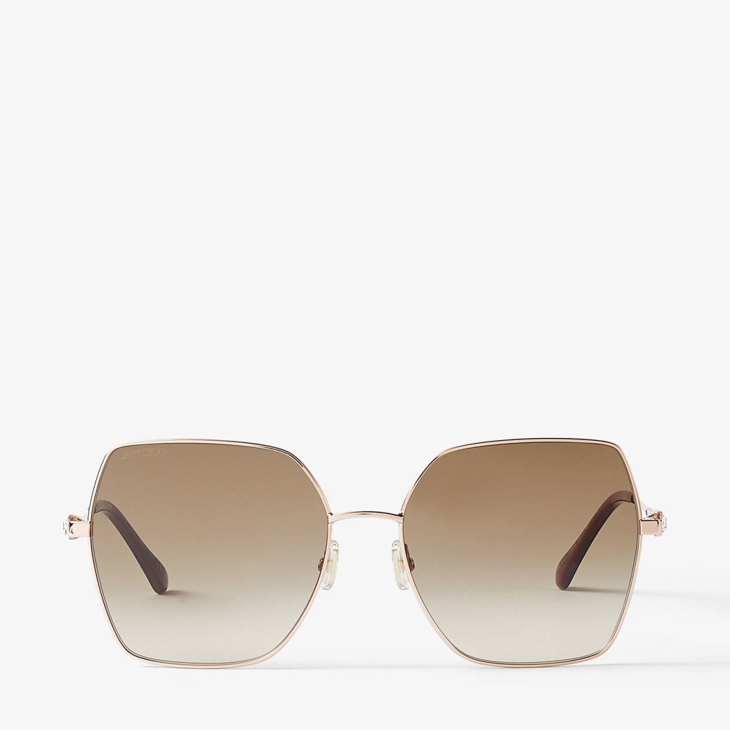 Copper and Gold Square-Frame Sunglasses with Swarovski Crystal | REYES ...