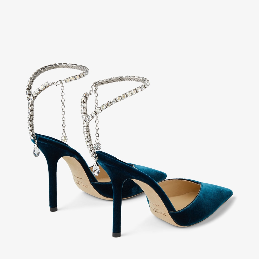 Dragonfly Velvet Pumps with Crystal Embellishment SAEDA 100 Autumn