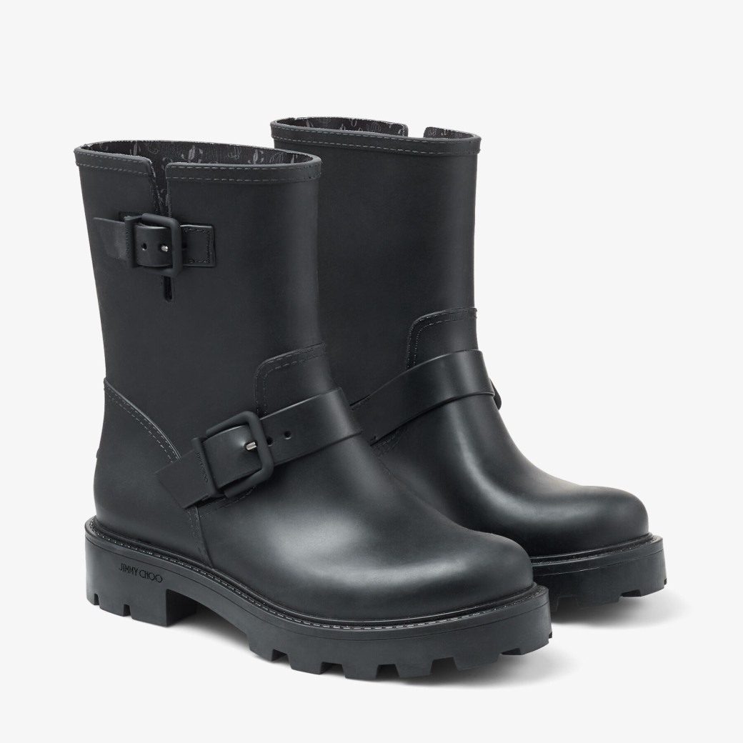 Black Biodegradable Rubber Rain Boots | YAEL FLAT | Winter 2021 ...