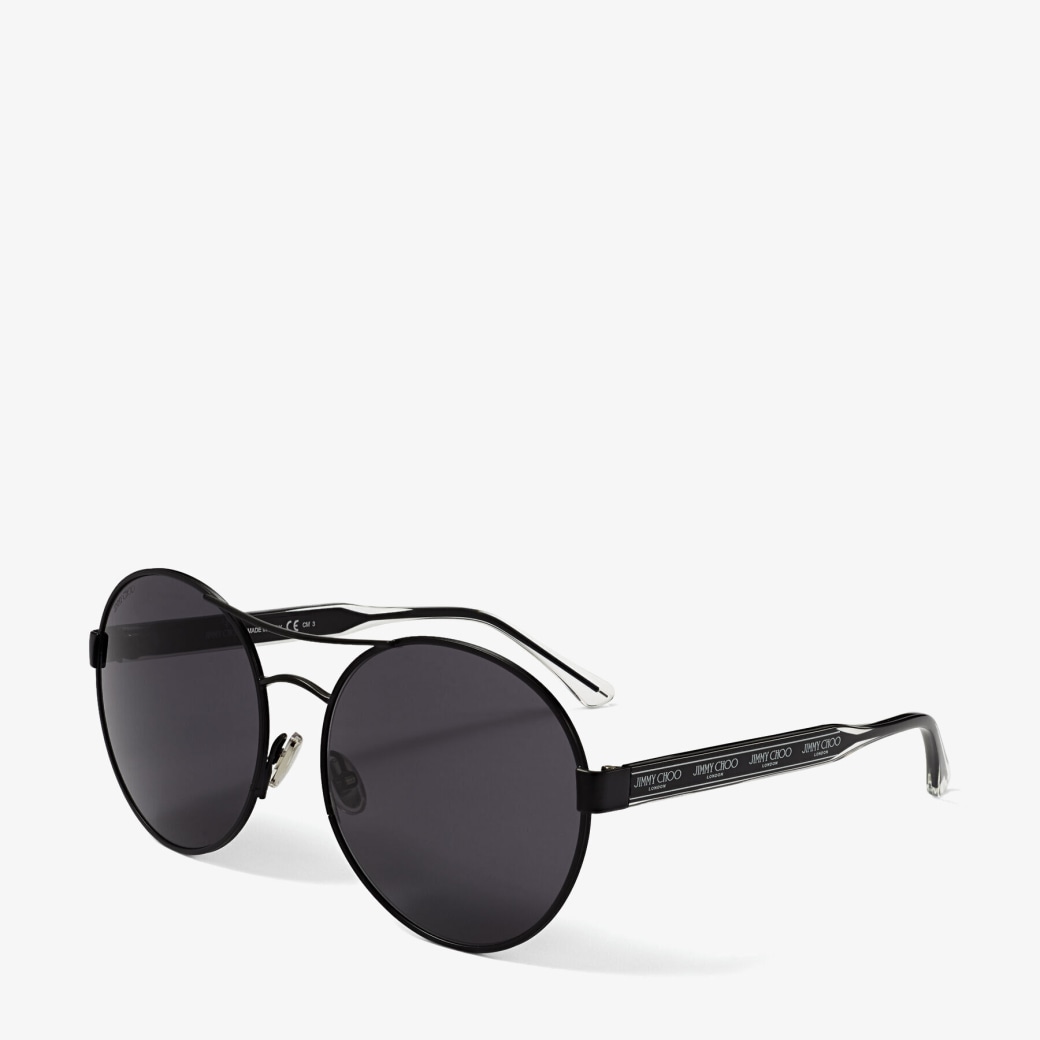 Black RoundFrame Sunglasses with Repeat Logo YANN/S 61 Autumn 2021