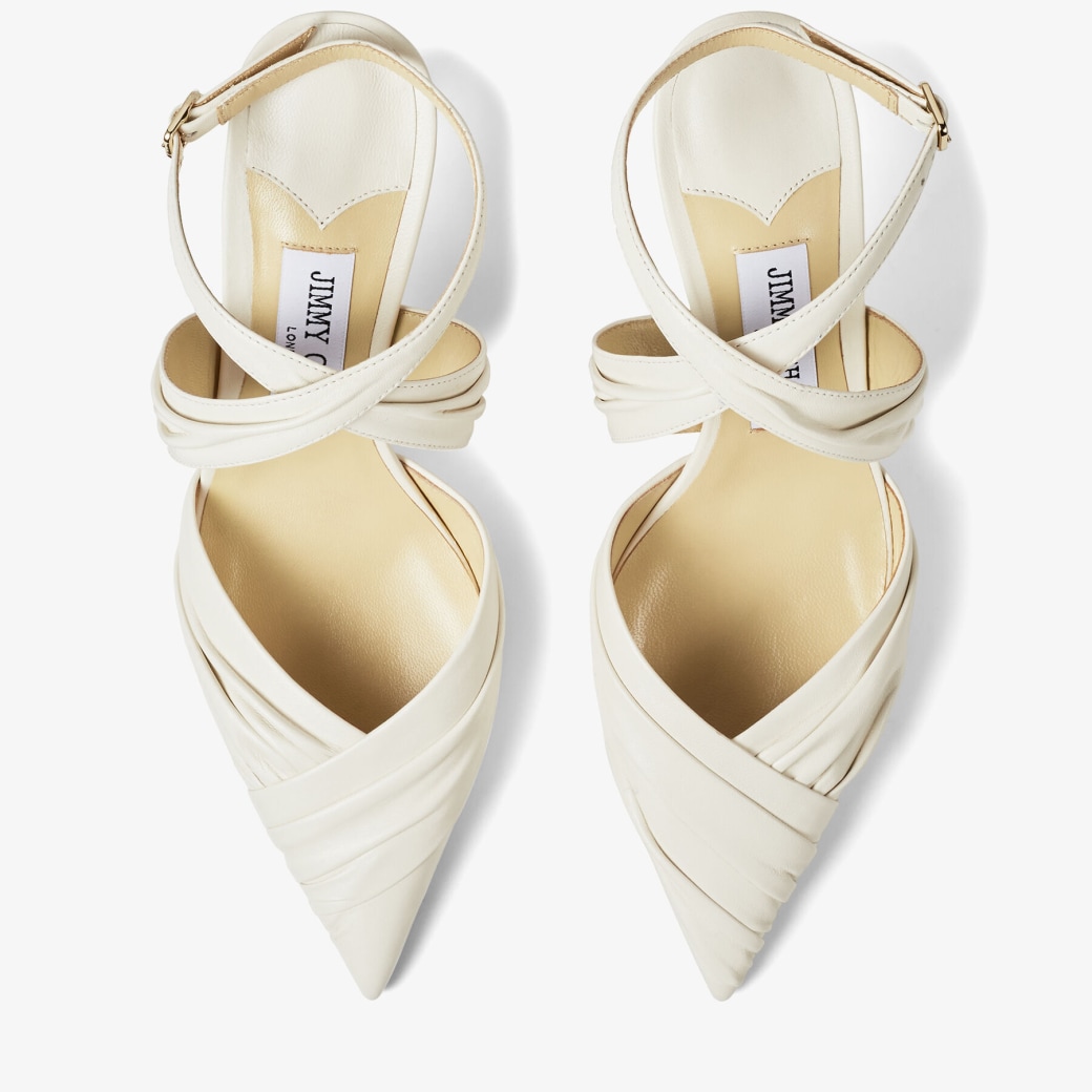 Latte Pleated Luxe Nappa Leather Pumps BASIL 75 Spring 2022