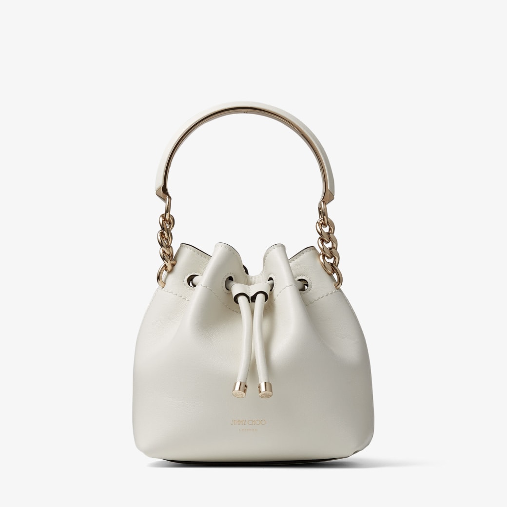 Jimmy Choo – Latte Leather Bucket Bag with Light Gold Hardware