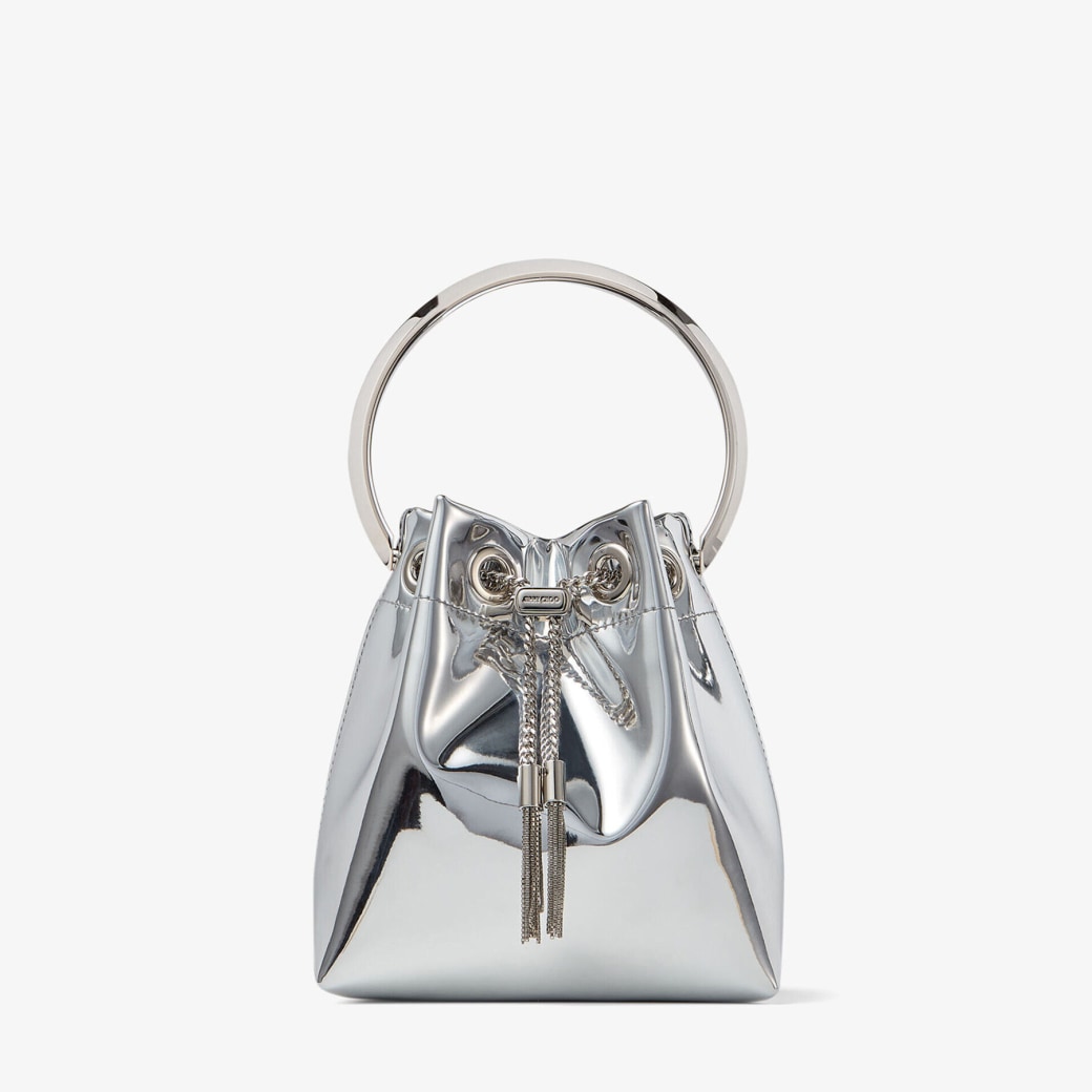 Jimmy Choo - Silver Mirror Fabric Mini Bag with Metal Handle
