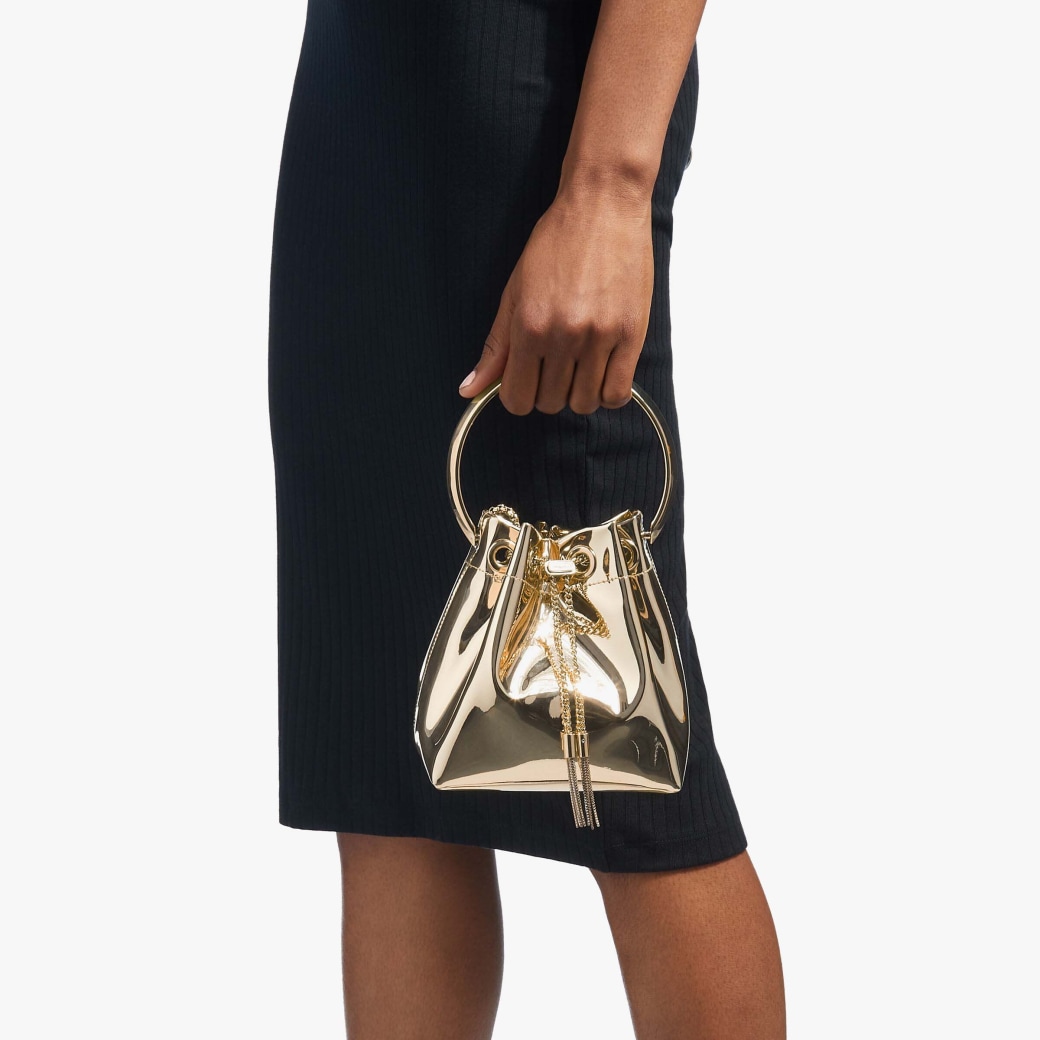 Gold Mirror Fabric Mini Bag with Metal Handle | BON BON | Winter 2021 ...