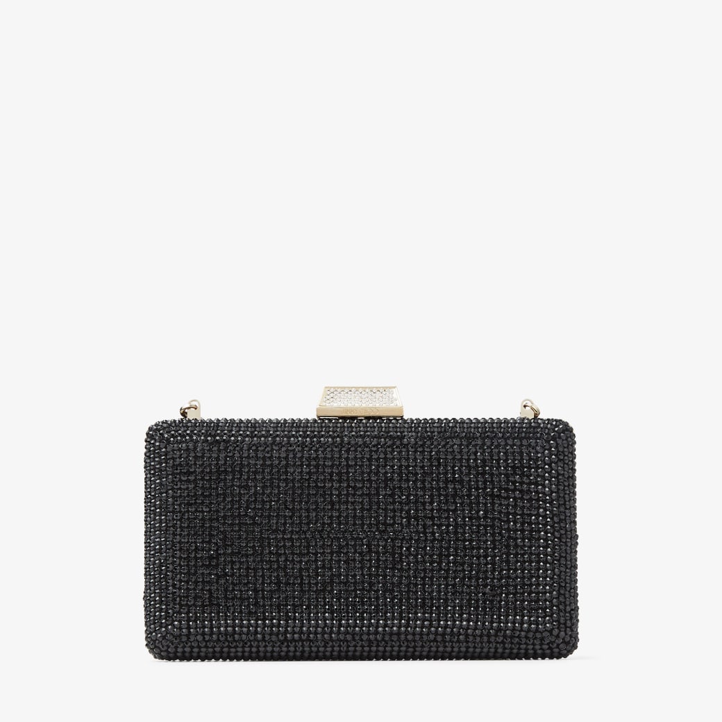 Jimmy Choo – Black Suede Clutch Bag with Crystals