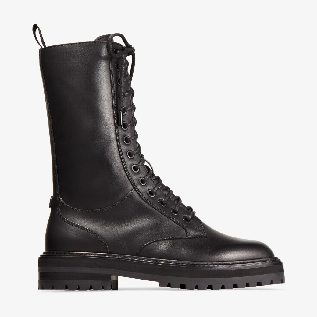 Jimmy Choo – Black Smooth Leather Combat Boots