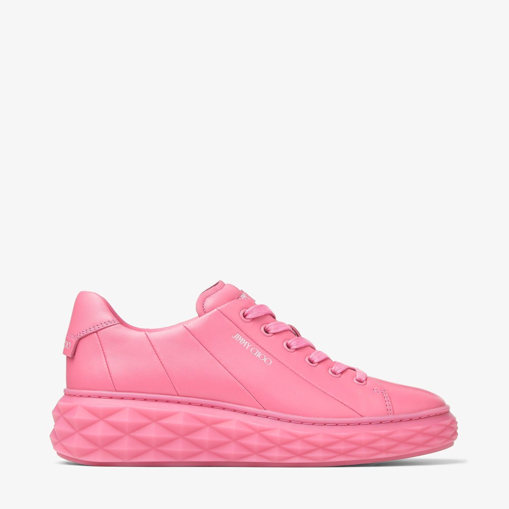 Jimmy Choo - Candy Pink Nappa Leather Low-Top Trainers with Platform Sole