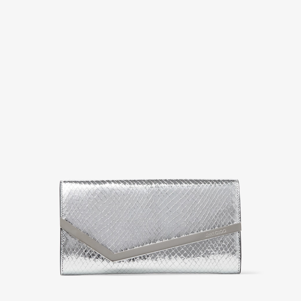 Jimmy Choo – Silver Candy Wrap Leather Clutch Bag