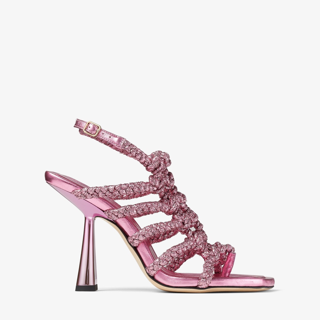 Jimmy Choo – Candy Pink Metallic Lurex Sandals